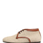 Dolce & Gabbana Beige Canvas Lace-Up Men Dress Derby Shoes