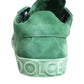 Dolce & Gabbana Green Suade DG Logo Sole Low Top Sneakers Shoes