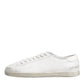 Dolce & Gabbana White Bianco Leather Men Low Top Sneakers Shoes