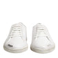 Dolce & Gabbana White Bianco Leather Men Low Top Sneakers Shoes