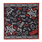 Dolce & Gabbana Black White Red DG Crown Cotton Foulard 47cm x 46cm Scarf