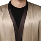 Dolce & Gabbana Beige Silk Satin Long Coat Robe Jacket