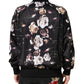 Dolce & Gabbana Black Floral Polyester Full Zip Bomber Jacket