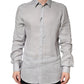 Dolce & Gabbana Gray GOLD Linen Long Sleeves Dress Men Shirt