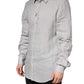 Dolce & Gabbana Gray GOLD Linen Long Sleeves Dress Men Shirt