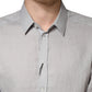 Dolce & Gabbana Gray GOLD Linen Long Sleeves Dress Men Shirt