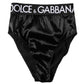 Dolce & Gabbana Black Satin High-Waist Brief Logo Women Underwear