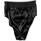 Dolce & Gabbana Black Satin High-Waist Brief Logo Women Underwear