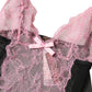 Roberto Cavalli Black Pink Floral Lace Lingerie Top Underwear