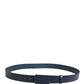Dolce & Gabbana Blue Leather Logo Metal Buckle Men Belt