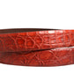 Dolce & Gabbana Red Leather Gold Tone Metal Buckle Men Belt