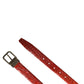 Dolce & Gabbana Red Leather Gold Tone Metal Buckle Men Belt