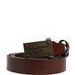 Dolce & Gabbana Brown Leather Logo Metal Buckle Men Belt