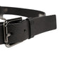 Dolce & Gabbana Black Leather Silver Chain Waist Men Belt
