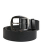 Dolce & Gabbana Black Calf Leather Silver Metal Buckle Belt