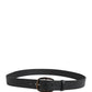 Dolce & Gabbana Black Calf Leather Silver Metal Buckle Belt