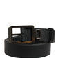 Dolce & Gabbana Black Calf Leather Gold Metal Buckle Belt