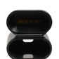 Dolce & Gabbana Black Calf Leather Logo Print Flip Holder Airpods Case