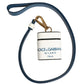 Dolce & Gabbana White Calf Leather Logo Flip Holder Strap Airpods Case