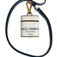Dolce & Gabbana White Calf Leather Logo Flip Holder Strap Airpods Case