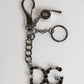 Dolce & Gabbana Silver Brass Metal DG Logo Crystal Ring Keyring Keychain