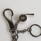Dolce & Gabbana Silver Brass Metal DG Logo Crystal Ring Keyring Keychain