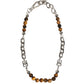 Dolce & Gabbana Silver Tone Brass Chain Beaded Gem DG Logo Bracelet