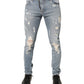 Dolce & Gabbana Light Blue Distressed Skinny Men Denim Jeans