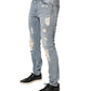 Dolce & Gabbana Light Blue Distressed Skinny Men Denim Jeans