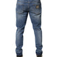 Dolce & Gabbana Blue Tattered Skinny Cotton Denim Jeans