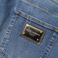 Dolce & Gabbana Blue Tattered Skinny Cotton Denim Jeans
