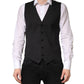 Dolce & Gabbana Black Wool Dress Men Formal Waistcoat Vest