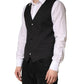 Dolce & Gabbana Black Wool Dress Men Formal Waistcoat Vest