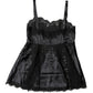 Dolce & Gabbana Black Silk Lace Trim Lingerie Top Underwear