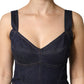Dolce & Gabbana Dark Blue Cotton Denim Sheath Midi Dress
