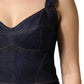 Dolce & Gabbana Dark Blue Cotton Denim Sheath Midi Dress