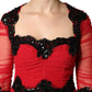 Dolce & Gabbana Red Mesh Trim Bodycon Sheath Midi Dress