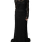 Dolce & Gabbana Black Lace Long Sleeves Cotton Maxi Dress