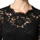 Dolce & Gabbana Black Lace Long Sleeves Cotton Maxi Dress