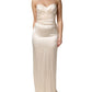 Dolce & Gabbana White Satin Strapless Sheath Maxi Dress