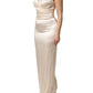 Dolce & Gabbana White Satin Strapless Sheath Maxi Dress