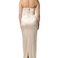 Dolce & Gabbana White Satin Strapless Sheath Maxi Dress