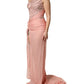 Dolce & Gabbana Pink Embellished One Shoulder Maxi Dress