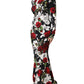 Dolce & Gabbana Black Floral Viscose Bodycon Long Gown Dress