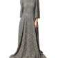 Dolce & Gabbana Gray Lace Long Sleeves Cotton Maxi Dress
