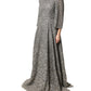 Dolce & Gabbana Gray Lace Long Sleeves Cotton Maxi Dress
