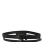 Dolce & Gabbana Black Double Strap Leather Silver Buckle Belt