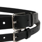 Dolce & Gabbana Black Double Strap Leather Silver Buckle Belt