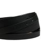 Dolce & Gabbana Black Double Strap Leather Silver Buckle Belt