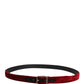 Dolce & Gabbana Men Burgundy Velvet Cotton Metal Buckle Belt